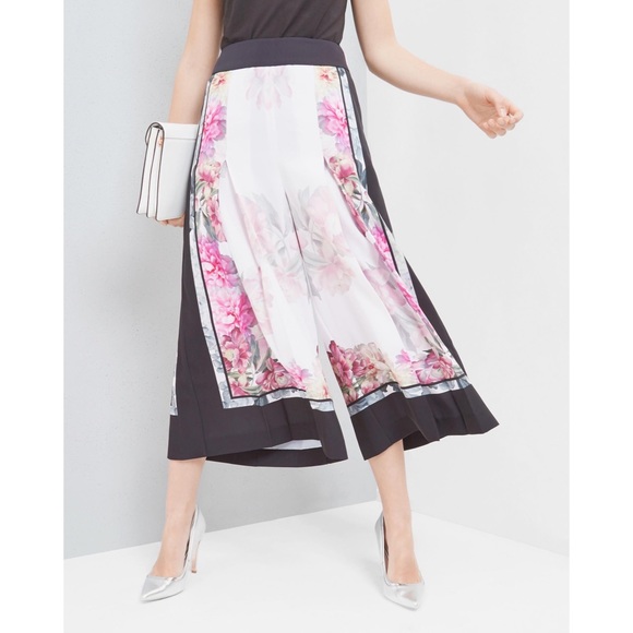 Ted Baker Pants - Ted Baker Painted Posie Pleat Culotte